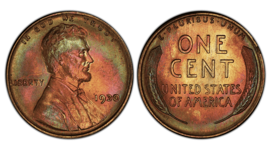 1930 Lincoln Wheat Penny obverse and reverse showing Lincoln portrait and wheat stalks